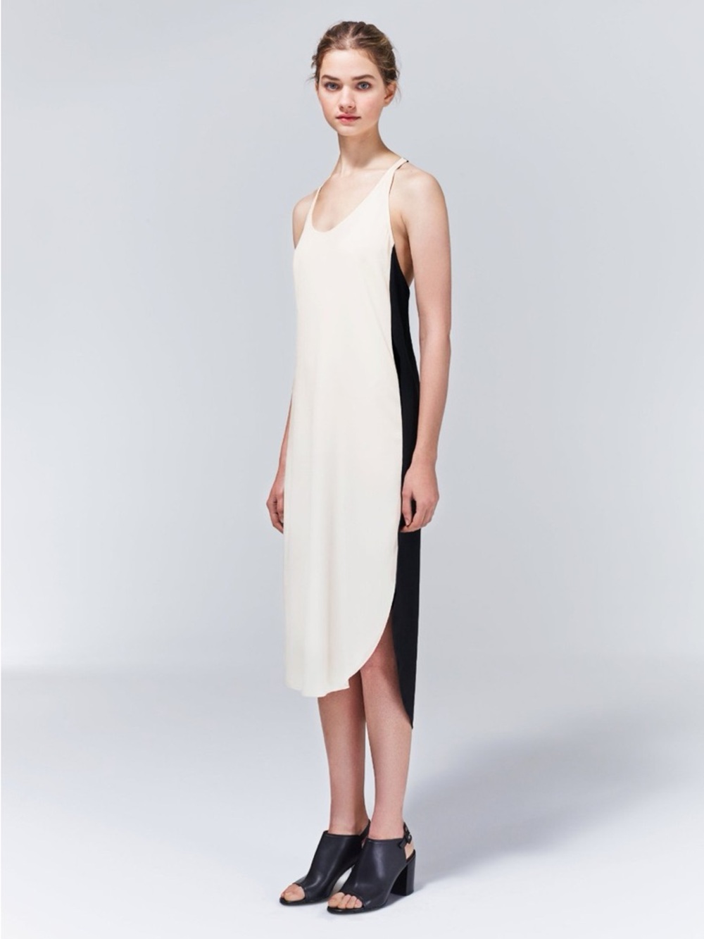 Wilfred Two-Tone Cream and Black Midi Slip Dress